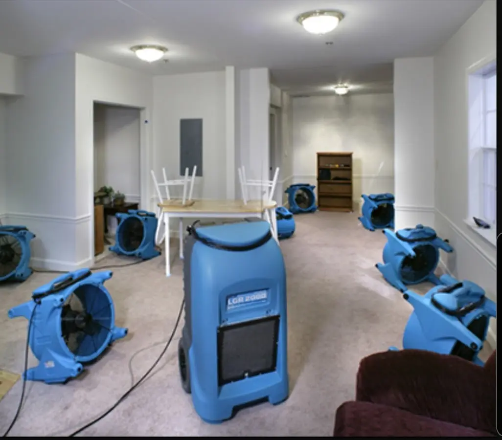 Air movers and dehumidifier setup for Water Extraction & Removal in Eagan